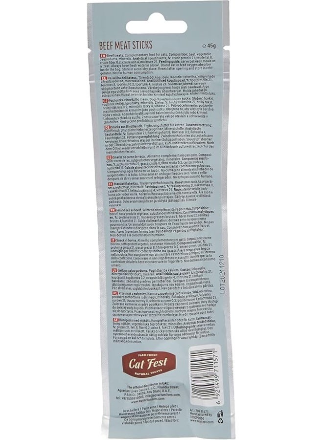 Cat Fest Beef Meat Sticks for Cats High-Protein Natural Cat Treats, Real Beef Flavor, Soft Chewy Treats 45 g From Varmacy - Image 4